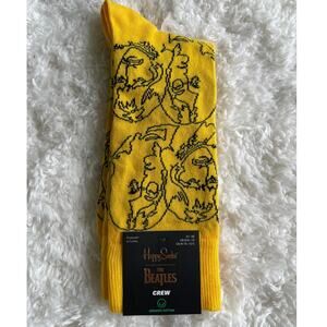 Happy Socks The Beatles Yellow Graphic Crew Socks Casual Size 8-12 NEW Mens Work
